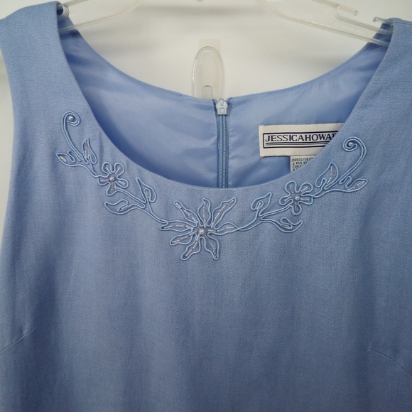 Vintage NWT Jessica Howard Linen Blend MOTB 2 Piece Blue Dress Jacket Beaded 6 - Picture 11 of 11